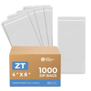 CASE OF 1000 CLEAR PLASTIC RECLOSABLE Zip BAGSBulk 2 mil Thick Strong & Durab... - Picture 1 of 5