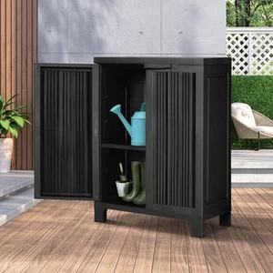 Livsip Outdoor Storage Cabinet Box Garden Garage Cupboard Adjustable Lockable - Picture 1 of 10