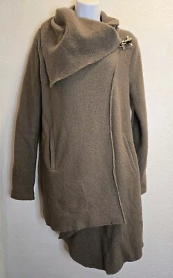 Garnet Hill Asymmetrical Boiled Wool Jacket Metal Clasp Gray Size 2P - Image 1 of 4
