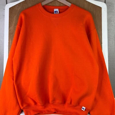 ВИНТАЖНЫЙ Russell Athletic толстовка мужской средний оранжевый Crewneck 90-х пустая вкладка - Изображение 1 из 4