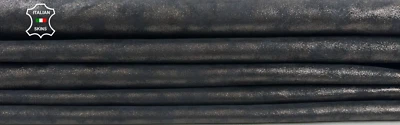 METALLIC SMOKED WASHED PEWTER DISTRESSED Lamb leather 2 skins 10sqf 1.1mm #C3346 - Image 1 of 4