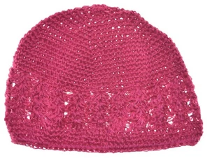 Gorro gorra de ganchillo Kufi sombrero rosa - Imagen 1 de 1