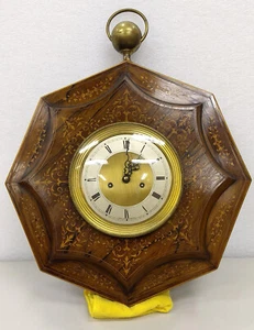 Antique Octagonal Oeil-de-Boeuf Inlaid Wall Clock ~ Nessalc ?Rosewood? - Picture 1 of 24