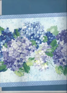 * WALLPAPER BORDER FLORAL HYDRANGEA PURPLE FLOWER NEW ARRIVAL FLOWERS - Picture 1 of 4