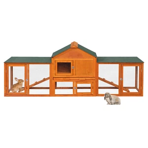 84Inches Wood Rabbit Hutch Indoor Bunny Cage Small Animal Pet House Run Outdoor - Bild 1 von 18