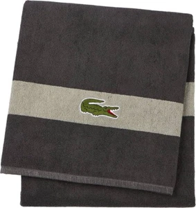 Lacoste Green Bath Towel 100% Cotton 30" x 52" Big Crocodile Logo Red - Picture 1 of 2