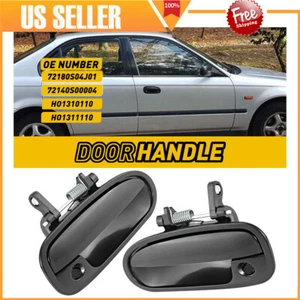 Exterior Door Handle For 96-00 Honda Civic Set of 2 Front Primed Plastic Black V - Picture 1 of 9