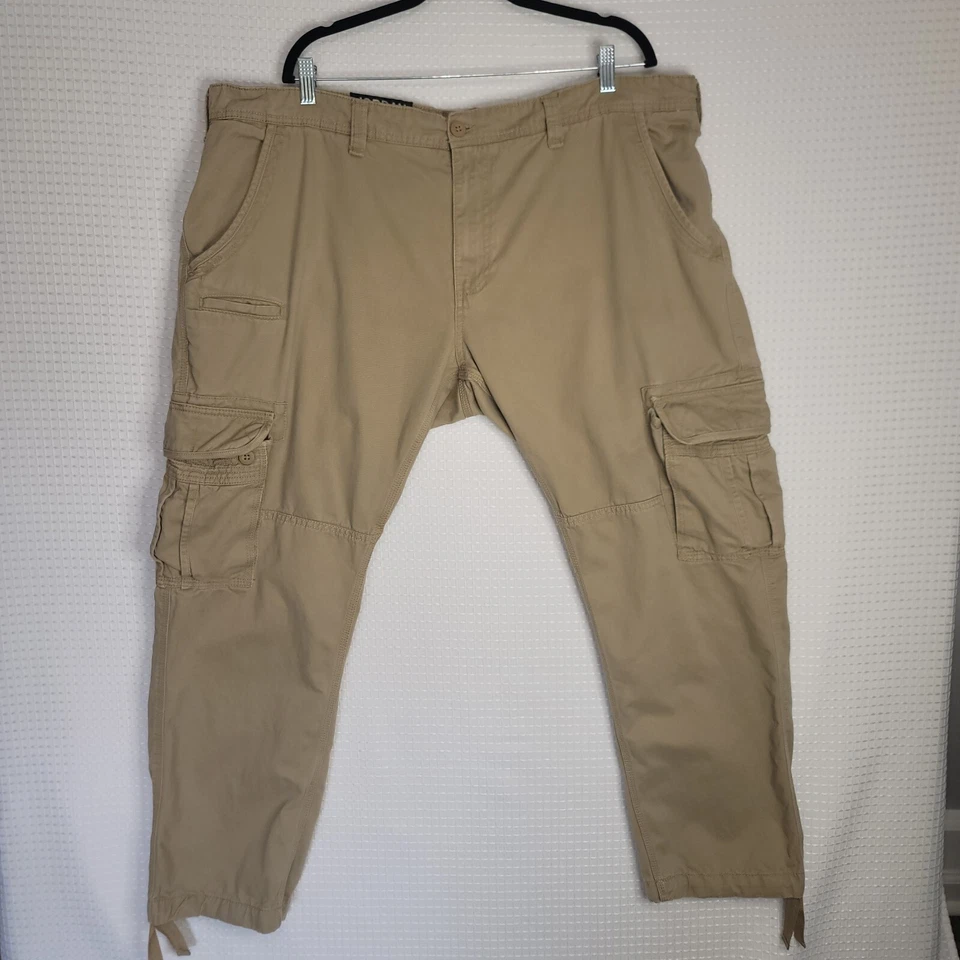 EUC 44/32 Jordan Craig Beige Tactical Cargo Pants 100% Cotton Hem Draw Strings - Image 1 of 4