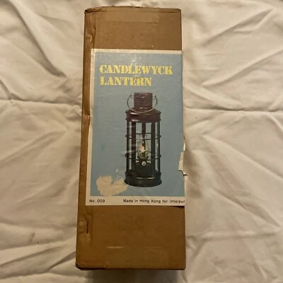 VINTAGE METAL CANDLEWYCK LANTERN 5 SIDED GLASS OIL LAMP W/ Original Box - Image 1 of 3