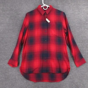 Madewell Shirt Womens Small Classic Fit Button Up Long Sleeve Plaid Collared Red - Picture 1 of 9