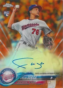 2018 Topps Chrome - Rookie Autographs Felix Jorge #RA-FJ Orange Refractor /25... - Picture 1 of 2