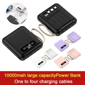 Banco de alimentación portátil de 10000 mAh 2,1 A batería de carga rápida con 4 cables incorporados - Imagen 1 de 22