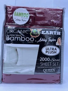 * Cooling Aloe Vera Bamboo Deep Pocket Sheet Set Ashley Taylor 2000 QUEEN SIZE - Picture 1 of 2