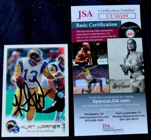 KURT WARNER SIGNED AUTOGRAPHED COA JSA FLEER ROOKIE CARD #40 ST LOUIS RAMS - Picture 1 of 2