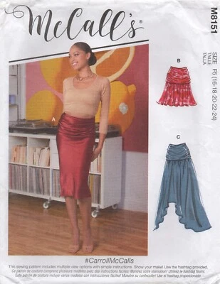 McCalls Sewing Pattern 8151 Skirt with Ruched Waist or Hips Size 16 - 24 New - Image 1 of 4