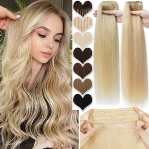 Real Remy Human Hair Hidden Secret Clip Wire in Hair Extensions One Piece Ring - Picture 1 of 35