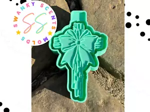 Cross with Bow Silicone Mold - Picture 1 of 1