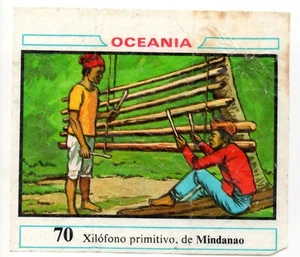 XILOFONO PRIMITIVO MINDANAO #70 CROMO OCEANIA 1968 DUNKIN RECUPERADO DE ALBUM - Imagen 1 de 2
