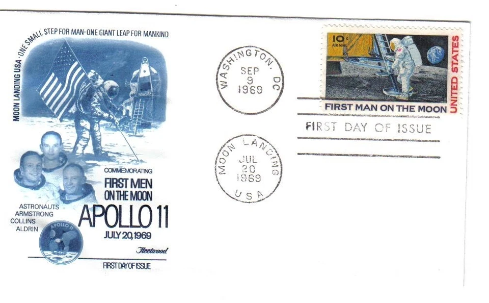 USA # #C76-156  - FDC  Man's 1st Moon Landing on Moon-Fleetwood blue cachet - Image 1 of 1