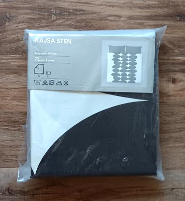 Juego de funda nórdica Ikea King con 2 fundas de almohada marrón negro geo ropa de cama Kasja Sten difícil de encontrar Foto 1 de 4