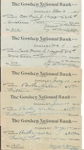 LOT 5 Daughters of American Revolution Goshen Nat'l Bank cks Haggerty Wall A0289 - Picture 1 of 2