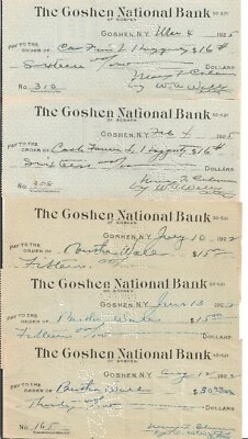LOT 5 Daughters of American Revolution Goshen Nat'l Bank cks Haggerty Wall A0289 - Image 1 of 2