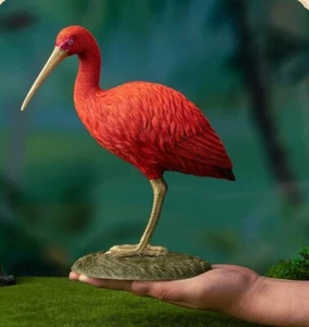 8" China Pure Bronze Painted Hand-carved Scarlet Ibis Bird Art Statue - Picture 1 of 8