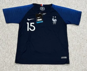 Nike Youth Jersey FFF France Size 24 NEW NWT 2018 #15 2-Sided Blue Button - Picture 1 of 8