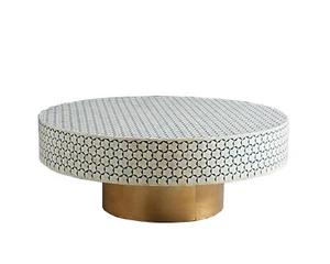 Bone Inlay Coffee Table Round Coffee table Taragua Design for Living Room Sale - Picture 1 of 4
