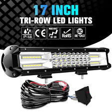 17" Tri-Row LED Light Bar with wire harness Offroad Driving Fog Lamp UTE 4WD