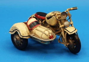 VINTAGE WWII ERA STYLE TIN/DIECAST HANDMADE MOTORCYCLE & SIDECAR - Picture 1 of 4