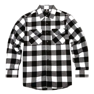 YAGO Camicia Uomo Casual Plaid Pesante Flanella Manica Lunga Bottoni Nero/Bianco/A1 - Foto 1 di 3