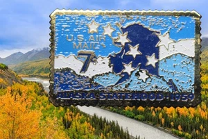 us air mail Alaska statehood 1959 hat jacket vest pin USPS - Picture 1 of 6