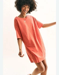 Z Supply Womens Delta Slub Dress Dove Orange Chili Size XS - Picture 1 of 6