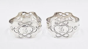 ANILLOS SERVILLETEROS CALADOS ART NOUVEAU PLATA ESTERLINA Sheffield 1916 - Imagen 1 de 6