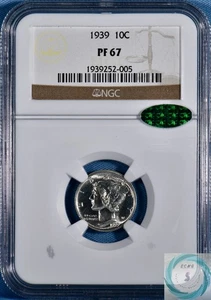 1939 Mercury Dime NGC PF 67 w/CAC - Vintage Blinding White Brilliance - Picture 1 of 14