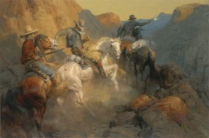 Ambush on Bandit Trail by Andy Thomas - Paper Ltd Ed Artist Proof 50 16x24 - Picture 1 of 4