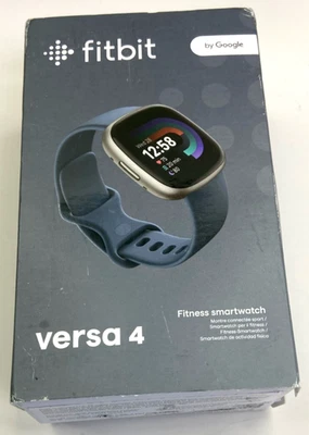 Fitbit Versa 4 健身智能手表 白金 铝和瀑布 蓝色 – GPS 轨道 — 第 1/4 张图片