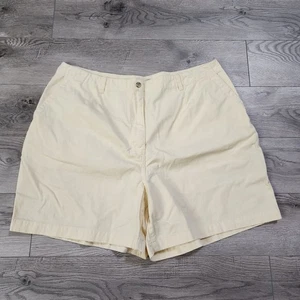 LL Bean Shorts Womens 20W Yellow Canvas Chino Stretch Waist Nature Outdoors - Picture 1 of 6