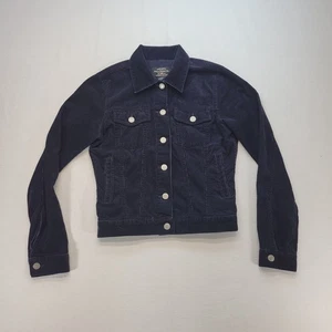 Polo Jeans Co. Ralph Lauren Jacket Womens Small Blue Corduroy Trucker Crop - Picture 1 of 9