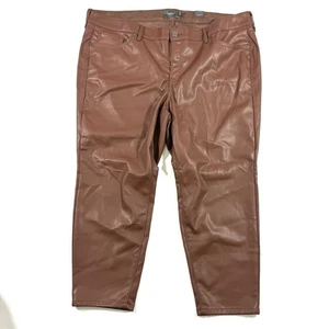 Torrid Perfect Skinny Faux Leather Mid Rise Pant Rootbeer Size 22 Short New - Picture 1 of 8