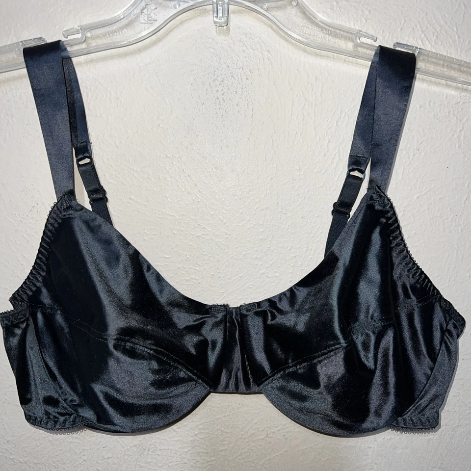 Sexy sujetador vintage delicado segunda piel satinado talla 38C negro con aros años 90 Foto 1 de 4