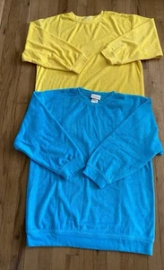 Vtg NEW Terrycloth Pullover Shirts Cotton Blend (2) Soft Sz L Beach Yellow&Blue - Picture 1 of 12