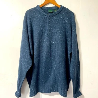 Suéter Grandpacore tejido mezcla algodón lana madera Scandia vintage años 90 azul XL Foto 1 de 4