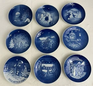 Vintage B&G Copenhagen 7” Blue Christmas Plate Lot 9 Plates 1978-1987 - Picture 1 of 20