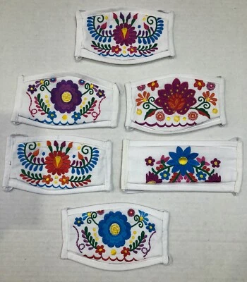 墨西哥刺绣花卉面罩手工制作墨西哥棉新鲜 — 第 1/4 张图片