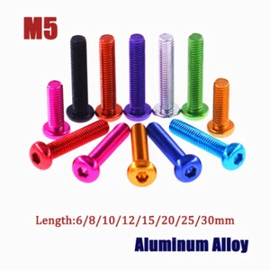 Tornillos de botón de cabeza de cúpula anodizada de aleación de aluminio M5 Tornillo de enchufe hexagonal - Imagen 1 de 7