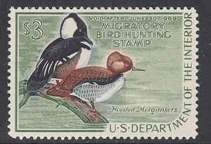 US Sc RW35 MLH. 1968 $3 Duck Hunting Permit Stamp - Picture 1 of 1