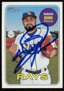 2018 Topps Heritage SERGIO ROMO Signed Card autograph AUTO GIANTS RAYS - Picture 1 of 1