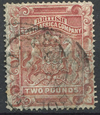 Rhodesia South Africa Company 1892 2£ rosa-rojo SG 11 VF usado Foto 1 de 2